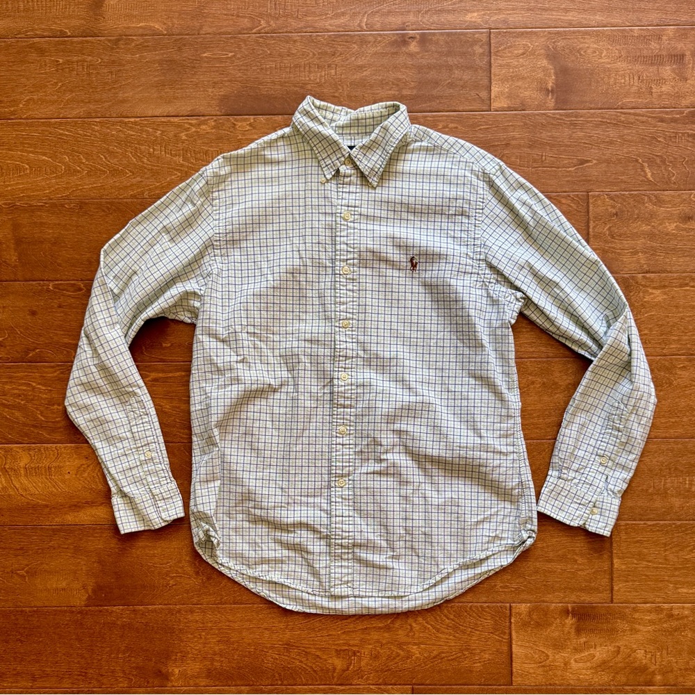 Ralph Lauren Men's Casual Checkered Shirt - Green and White